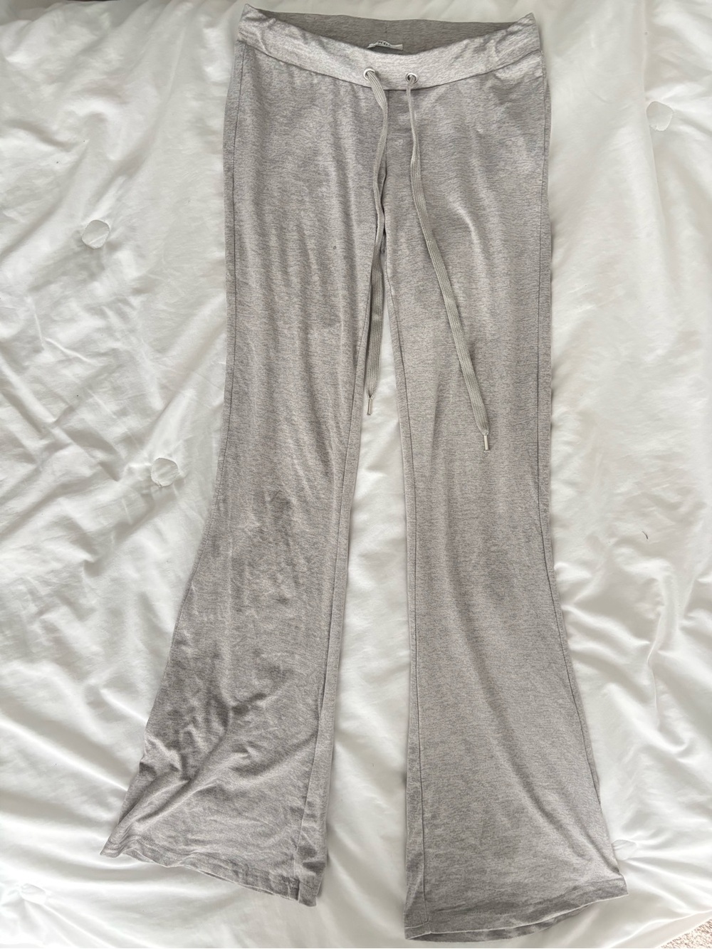Light Grey Low Rise Flared Drawstring Pants